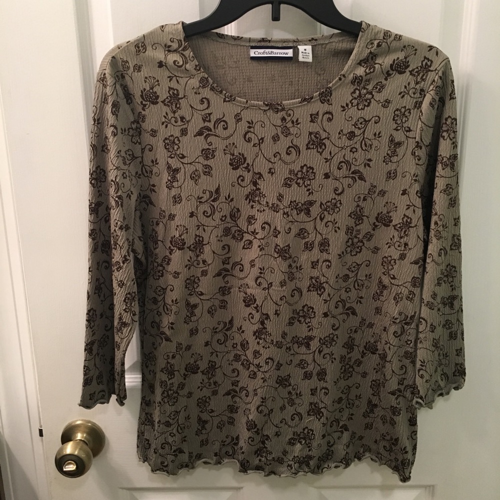 Olive green and brown shirt